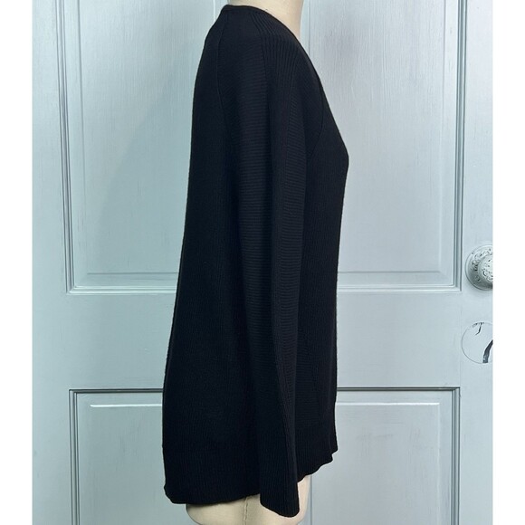 V-Neck Sweater Merino Wool Blend ATHLETA Hanover Refined Relaxed Fit Black Sz XS - Picture 9 of 14